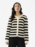 Yassirika Ls Knit Cardigan - Birch W. Black Stripe