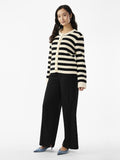 Yassirika Ls Knit Cardigan - Birch W. Black Stripe