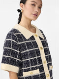 Yaslivia Ss Knit Cardigan - Navy Blazer Birch