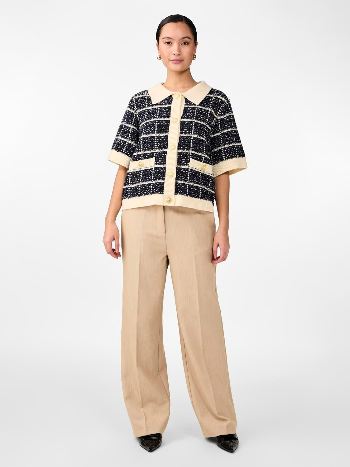 Yaslivia Ss Knit Cardigan - Navy Blazer Birch