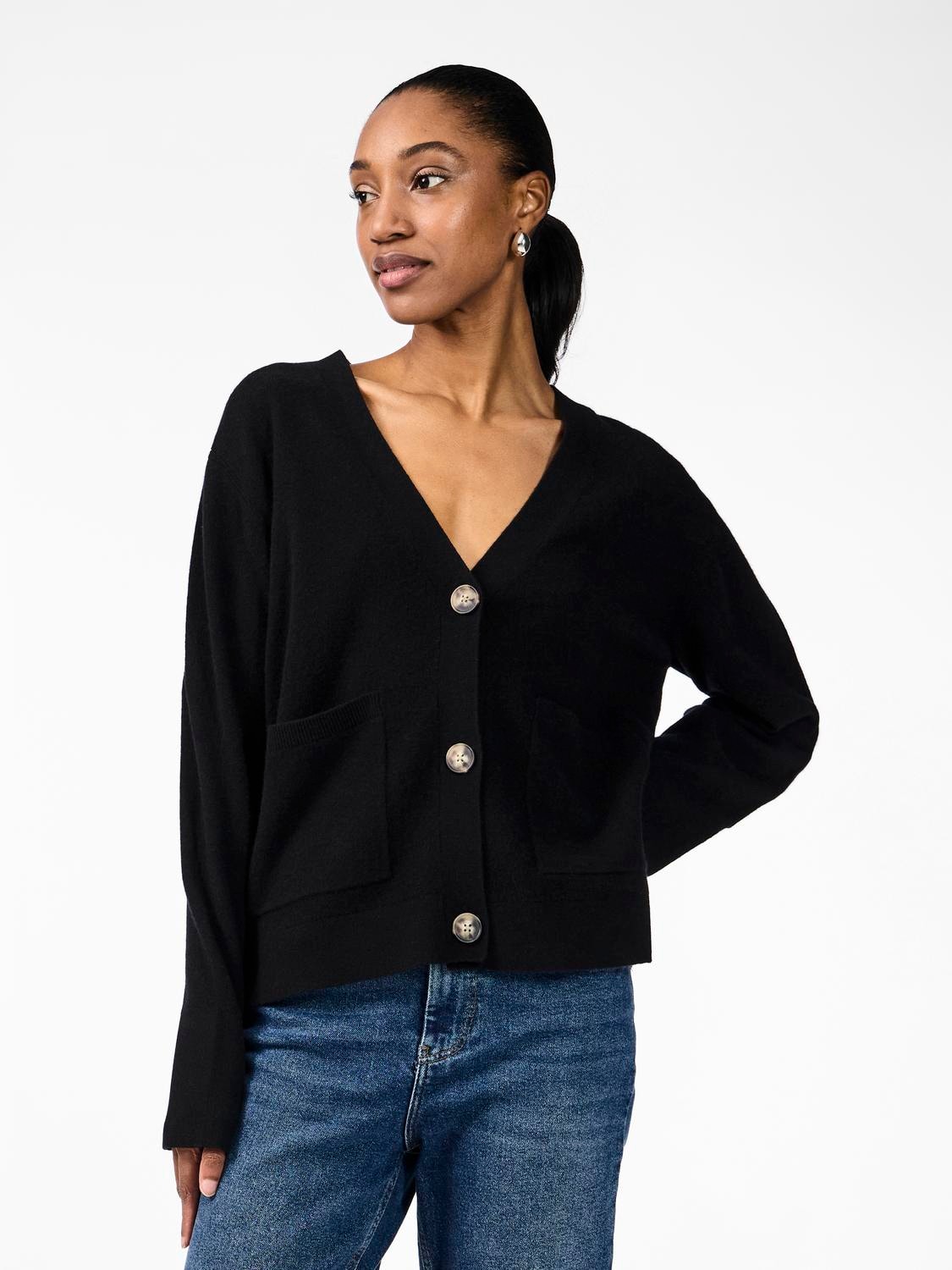 Yasemilie Ls Cardigan Knit - Svart