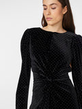 Yashella Ls Velour Midi Dress - Black Rhinestones