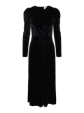 Yashella Ls Velour Midi Dress - Black Rhinestones