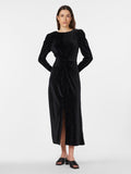 Yashella Ls Velour Midi Dress - Black Rhinestones