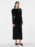 Yashella Ls Velour Midi Dress - Black Rhinestones