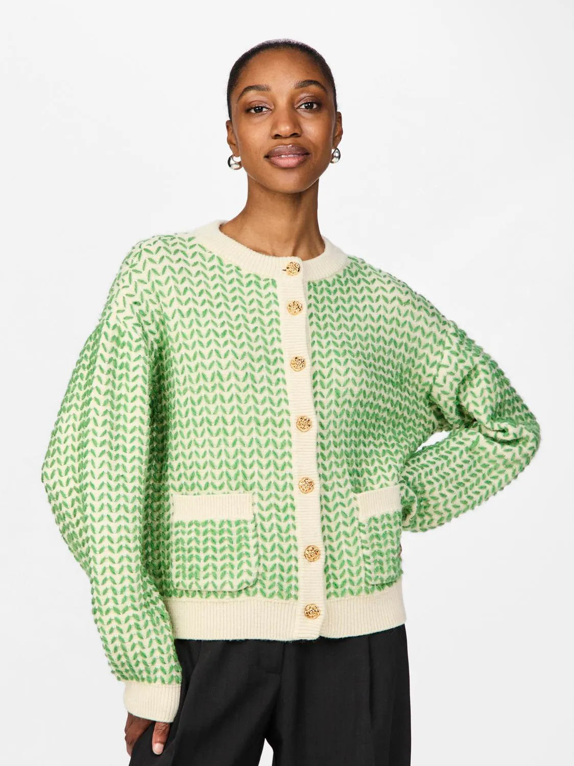 Yasgea Ls Knit Cardigan - Birch Medium Green