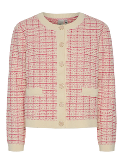 Yaslivia Ls Short Knit Cardigan S. - Birch Raspberry Sorbet/Pirouette