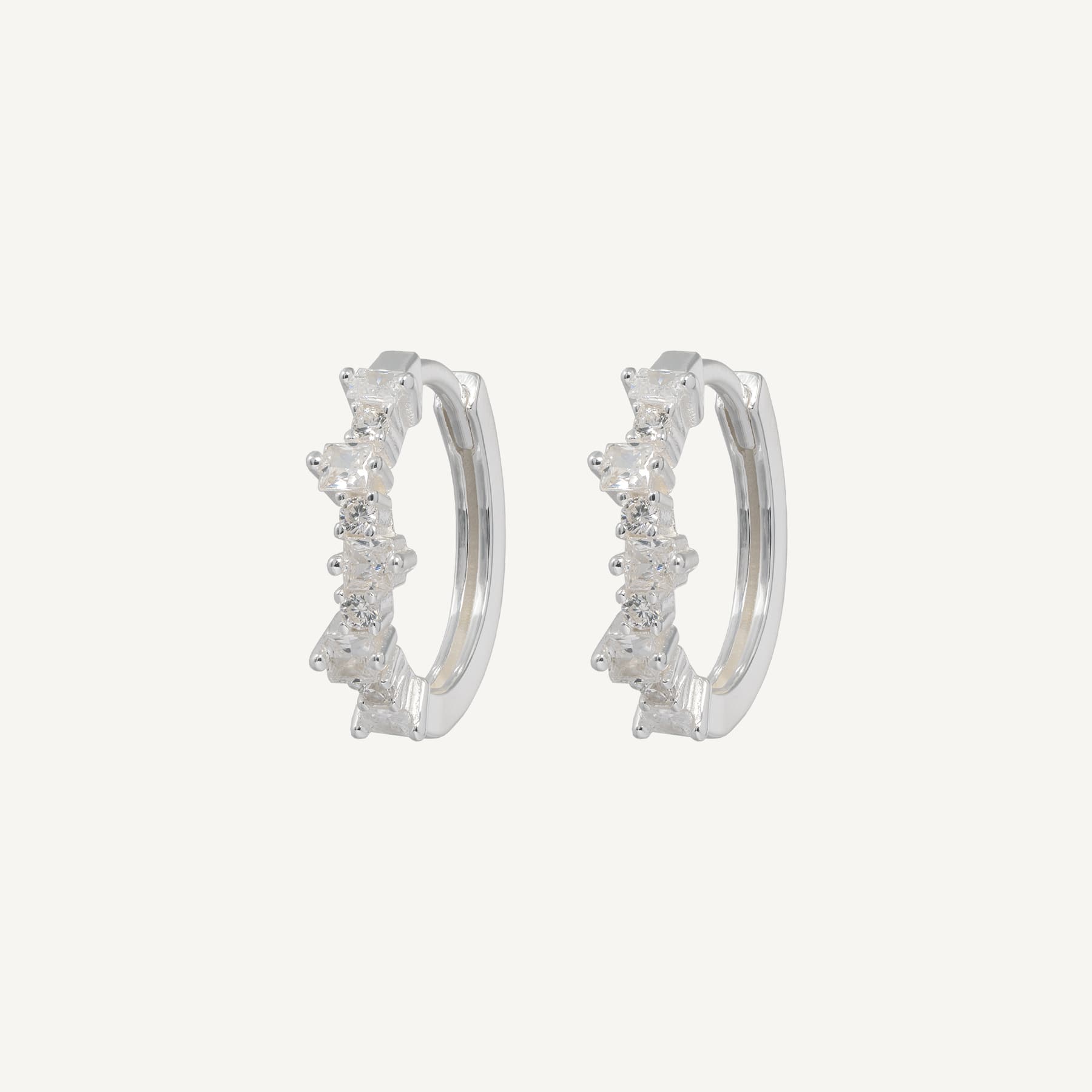 Mixed Medium Hoops - Silver