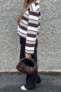 Lynlee Polo - Brown Offwhite Stripe