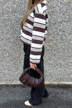 Lynlee Polo - Brown Offwhite Stripe