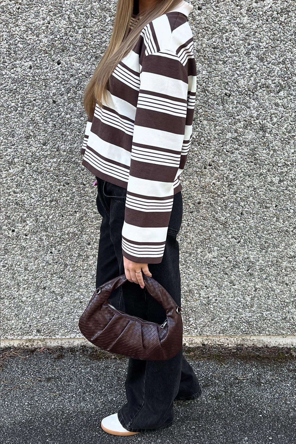Lynlee Polo - Brown Offwhite Stripe
