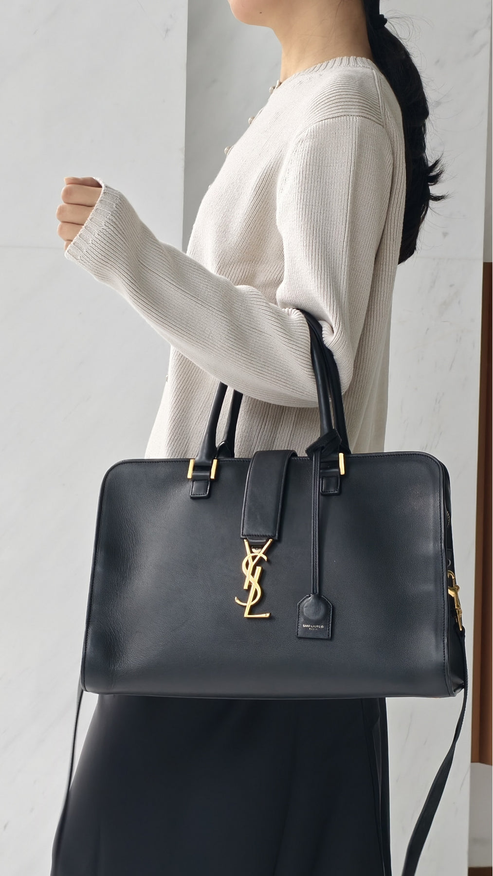Saint Laurent Cabas Bag Medium - Svart