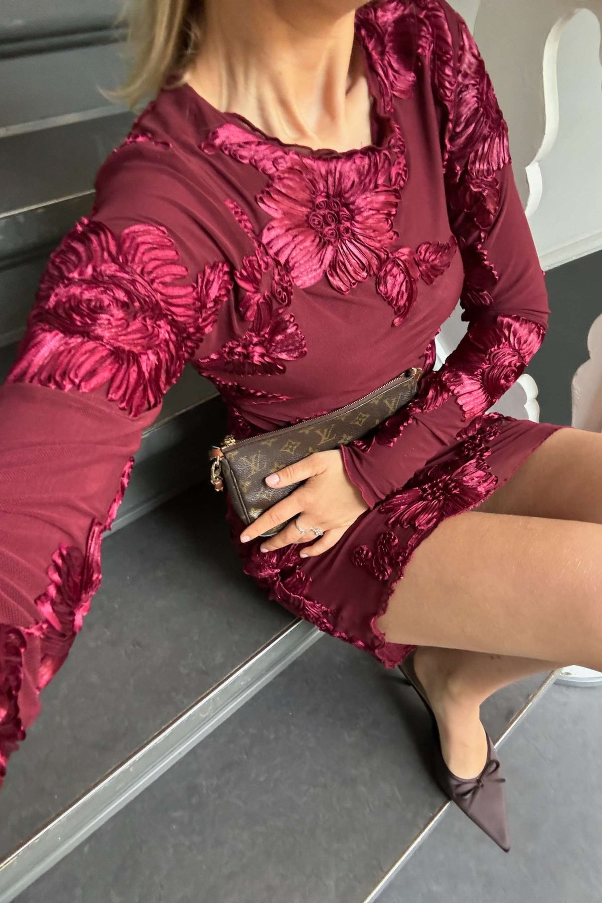 Majaic Mesh Dress - Bordeaux