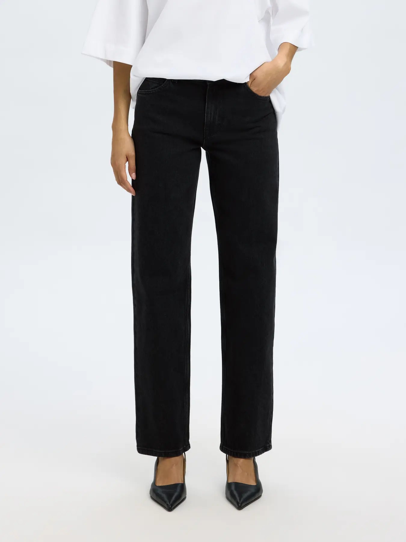 Straight Bea-Kori MW Jeans - Svart Denim