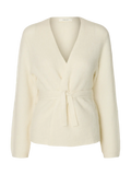 Lulu Ls Knit Omslagskofta - Snow White Melange
