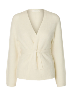 Lulu Ls Knit Wrap Cardigan - Snow White Melange