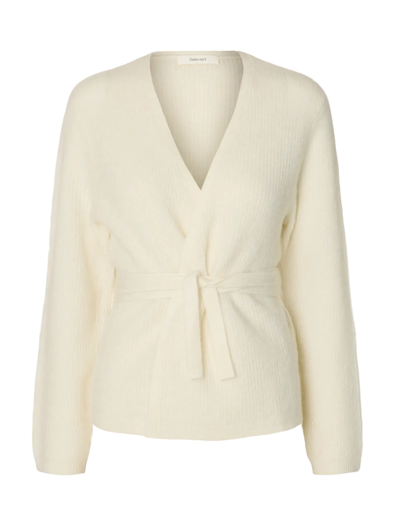 Lulu Ls Knit Omslagskofta - Snow White Melange