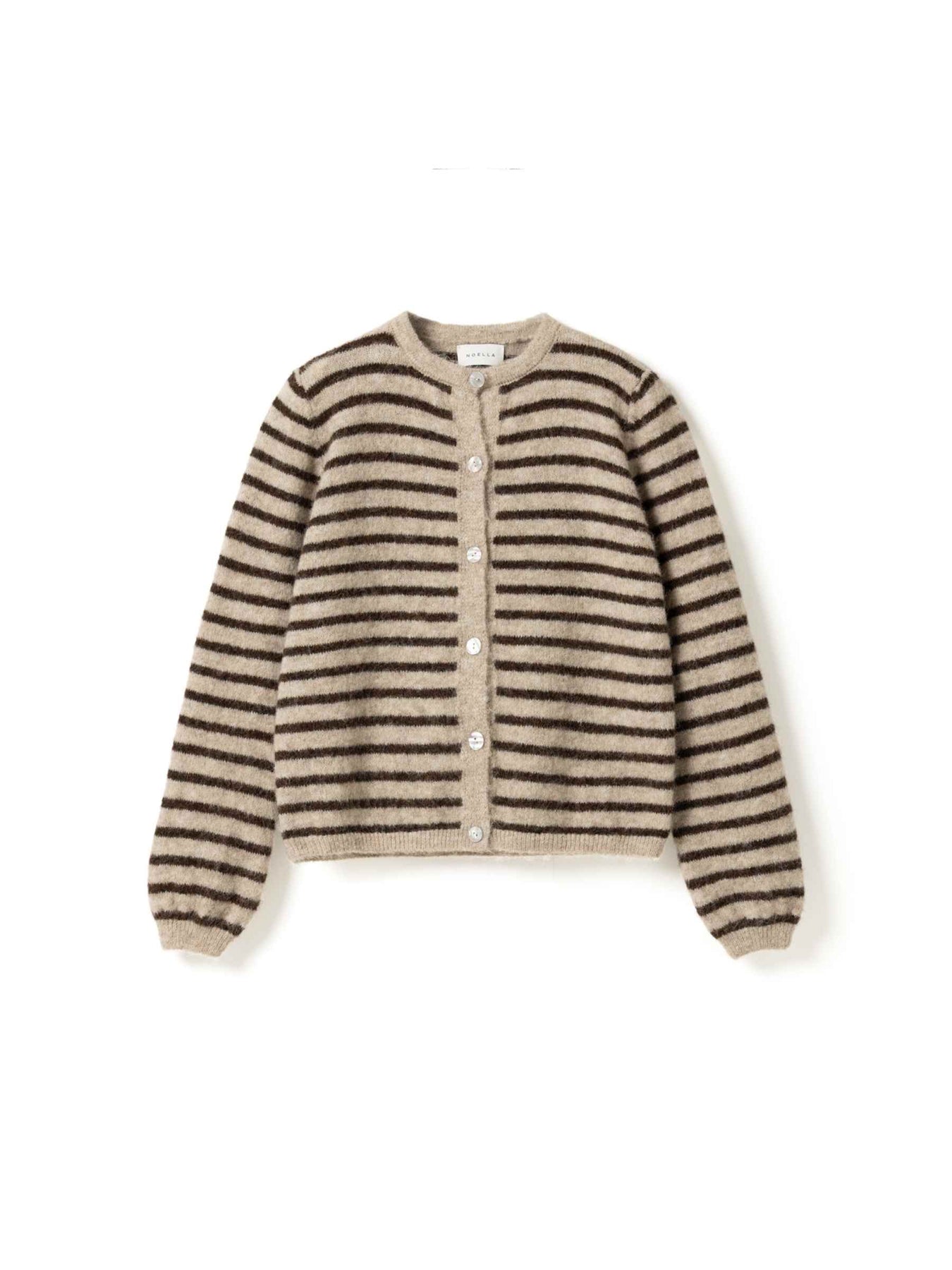 N-Mertice Knit Cardigan - Brown Sand Stripe
