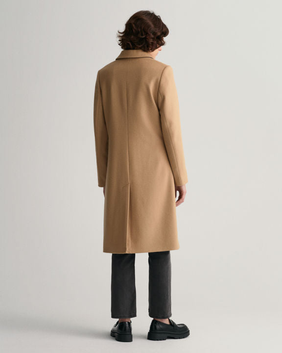 D1. Wool Blend Tailored Coat - Dark Khaki