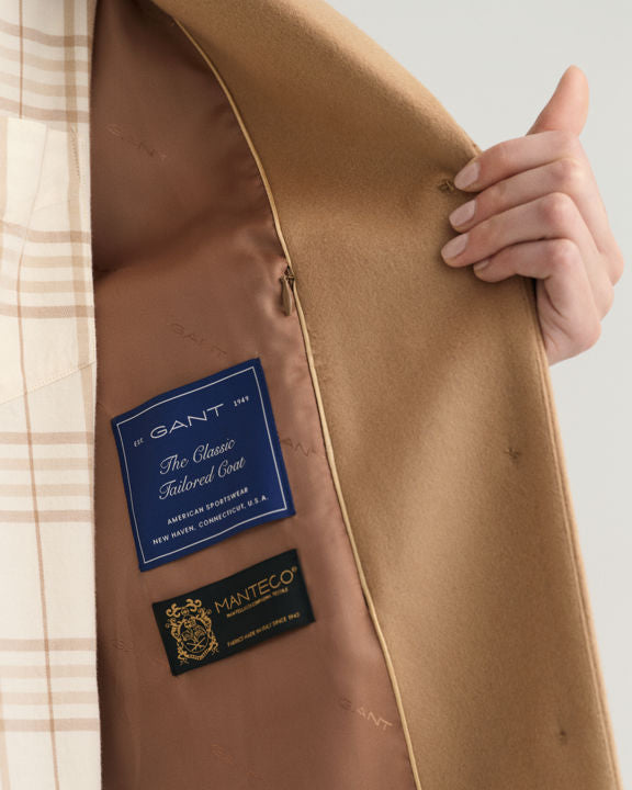 D1. Wool Blend Tailored Coat - Dark Khaki