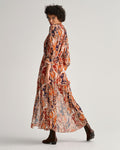 D2. Paisley Flounce Maxi Dress - Golden Orange