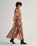 D2. Paisley Flounce Maxi Dress - Golden Orange