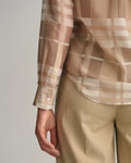 Regular Fit Cotton Silk Check Shirt - Concrete Beige