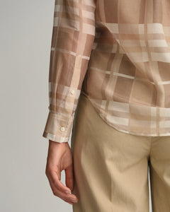 Regular Fit Cotton Silk Check Shirt - Concrete Beige