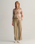 Regular Fit Cotton Silk Check Shirt - Concrete Beige
