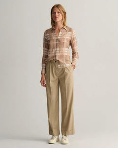 Regular Fit Cotton Silk Check Shirt - Concrete Beige