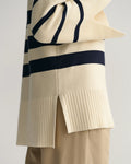 Breton Open Collar Knit Sweater - Cream