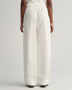 Linen Viscose Pull-On Pants - Eggshell