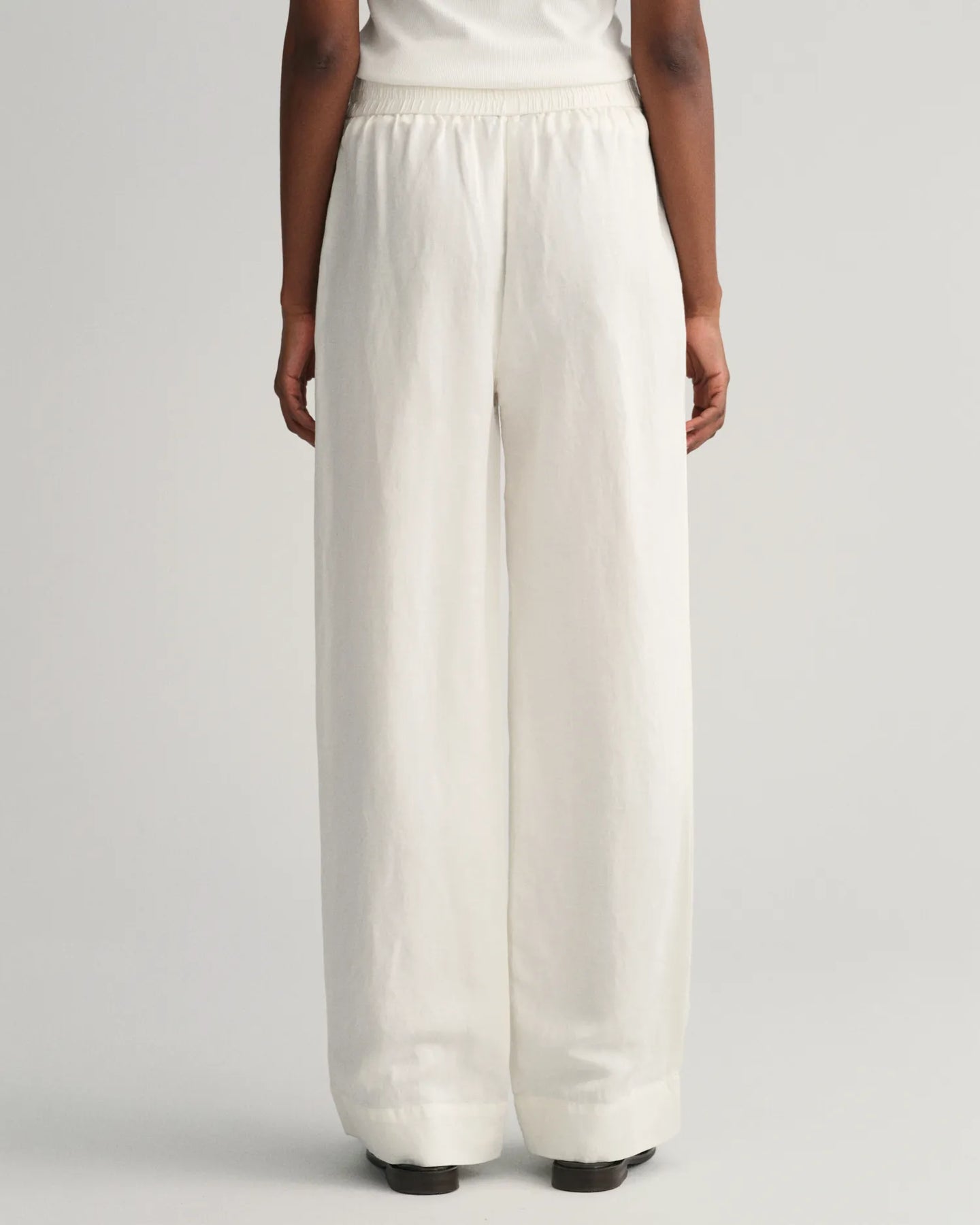 Linen Viscose Pull-On Pants - Eggshell