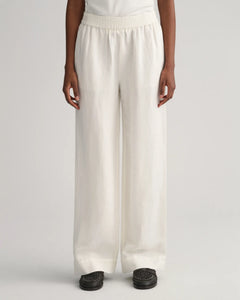 Linen Viscose Pull-On Pants - Eggshell