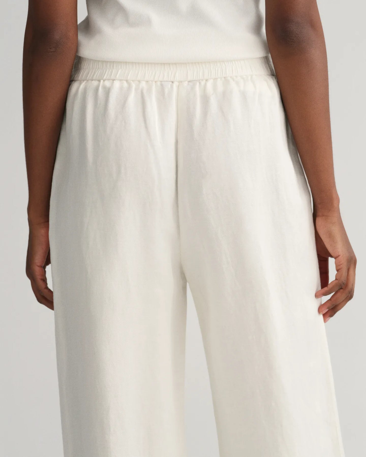 Linen Viscose Pull-On Pants - Eggshell