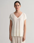 Linen-Blend V-Neck Vest - White