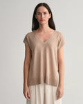 Linen-Blend V-Neck Vest - Horn Beige