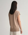 Linen-Blend V-Neck Vest - Horn Beige