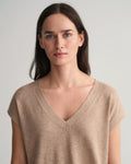 Linen-Blend V-Neck Vest - Horn Beige