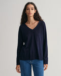 Linen-Blend V-Neck - Evening Blue