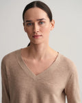 Linen-Blend V-Neck - Horn Beige