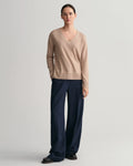 Linen-Blend V-Neck - Horn Beige