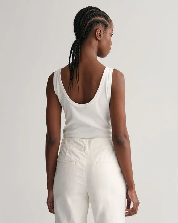 Slim Ribbed Tank Top - White
