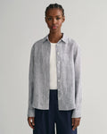 Reg Linen Stripe Shirt - Evening Blue