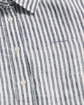 Reg Linen Stripe Shirt - Evening Blue