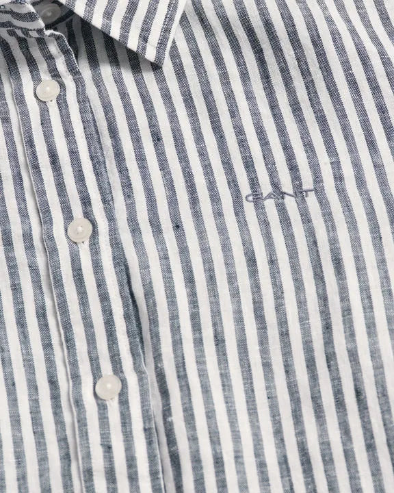 Reg Linen Stripe Shirt - Evening Blue