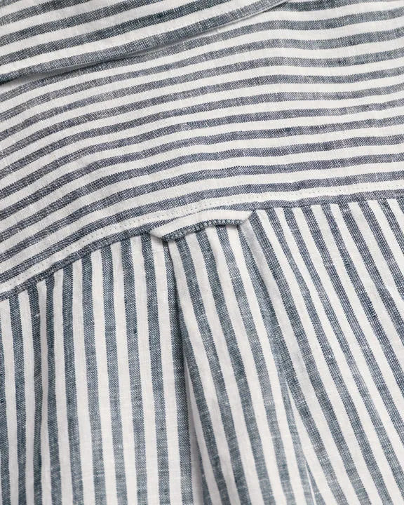 Reg Linen Stripe Shirt - Evening Blue