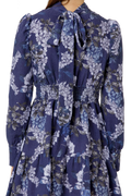Laila Cotton Bow Dress - Violet Big Flower