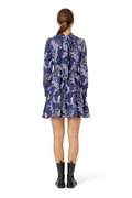 Laila Cotton Bow Dress - Violet Big Flower