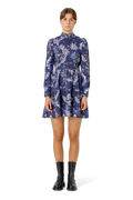 Laila Cotton Bow Dress - Violet Big Flower